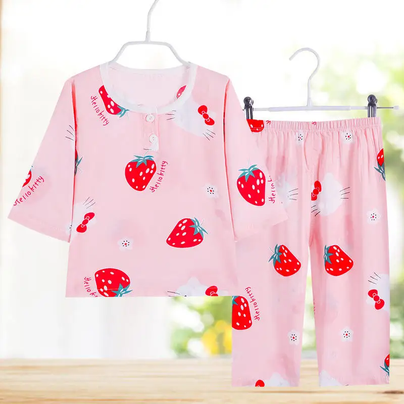 Оптовая продажа, Детская Пижама с принтом на весну и осень, детская одежда для сна из мягкого органического хлопка, одежда с длинным рукавом, пижамы для детей, комплект