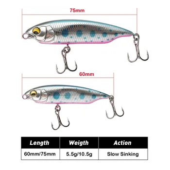Cheery New 60mm 75mm ABS Hard Baits With Hooks Floating Baits Long Casting Sinking Fishing Lure Bionic Artificia Fishing Lure – Hard Lure – view 4