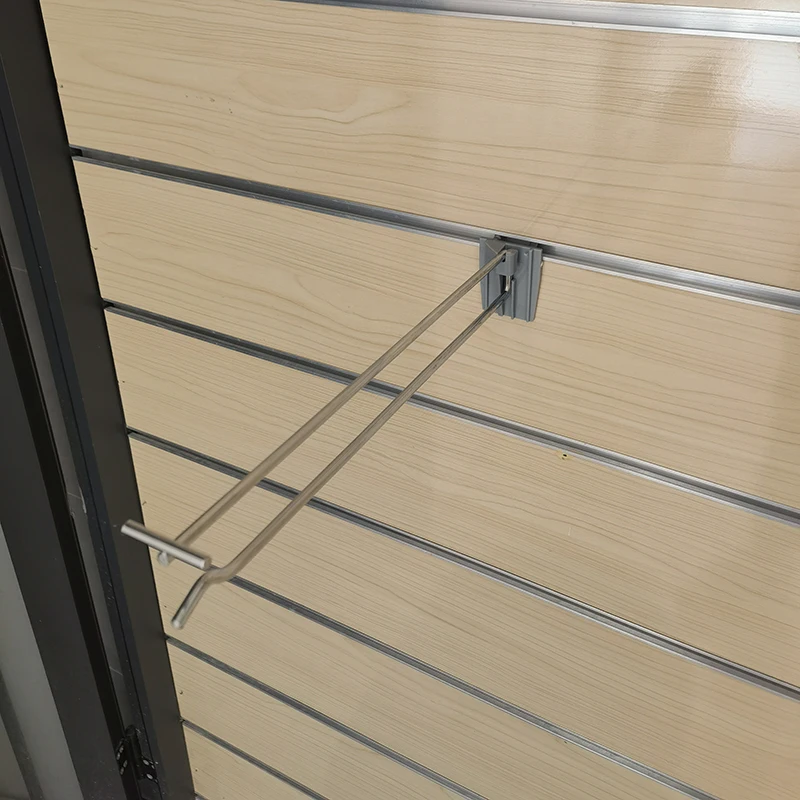 Metal Chrome Display Single Line Slatwall Hook with Price Tag for Supermarket Display Hook