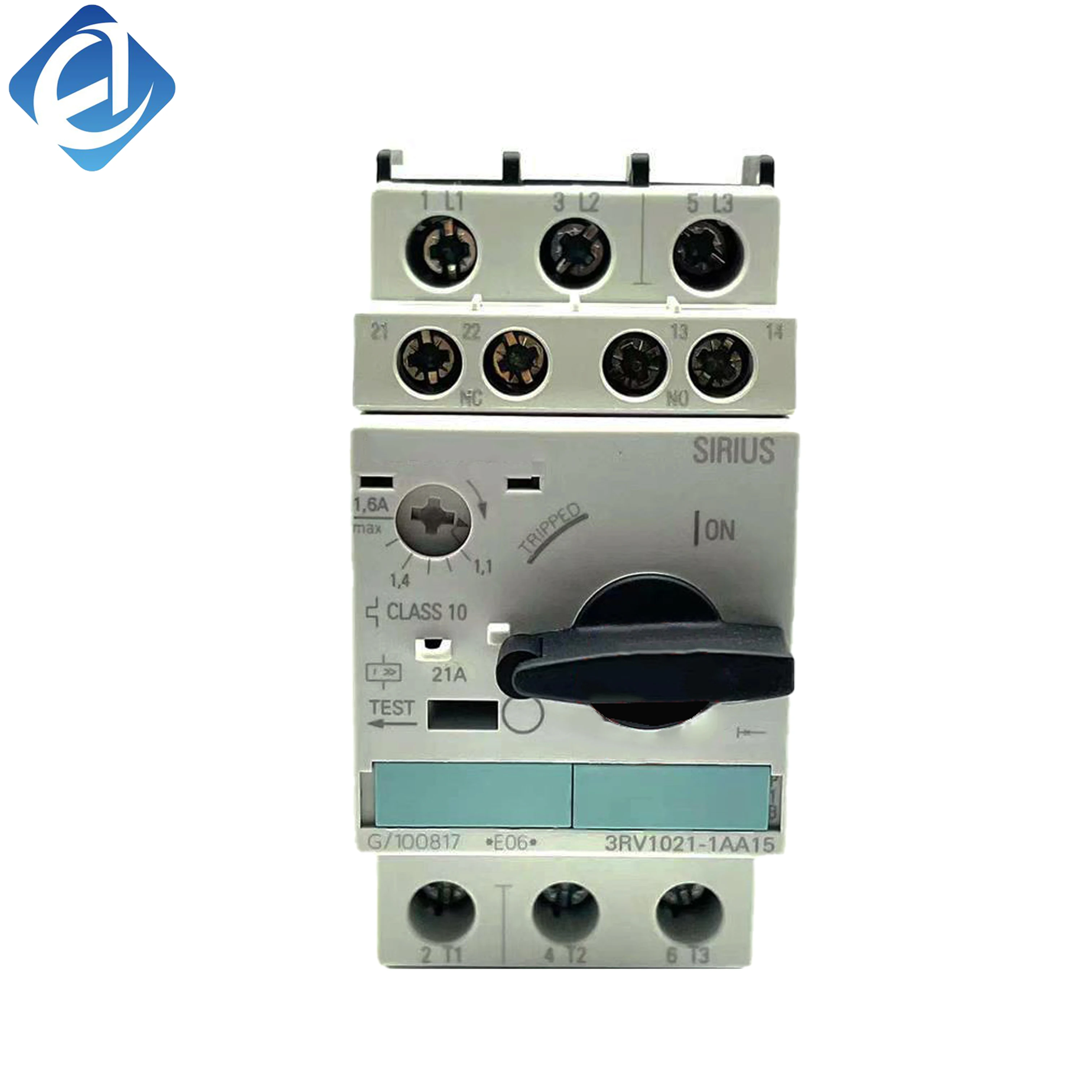 New Original 3RV1021-1AA15 Siemens SIRIUS motor circuit breaker, overload & short-circuit protection, adjustable current setting. Compact DIN rail installation, reliable phase failure protection.