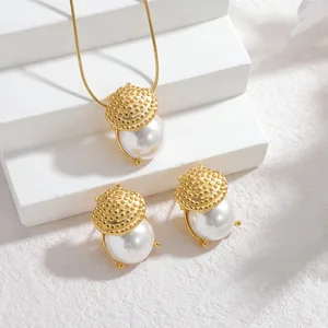 Trending Shell Pearl Jewelry Set for Women Stainless Steel Gold Plated Dainty Wholesale