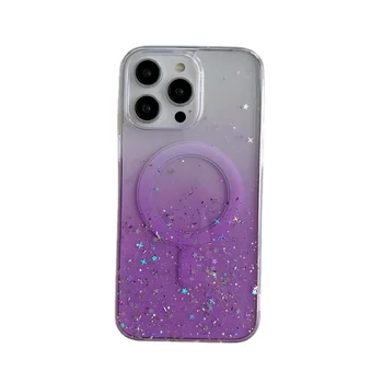 Bling Glitter Wireless Charging Case for iPhone 15 Pro Max Drop-Gluing Magnetic for Soft TPU Cover Gorgeous Functional