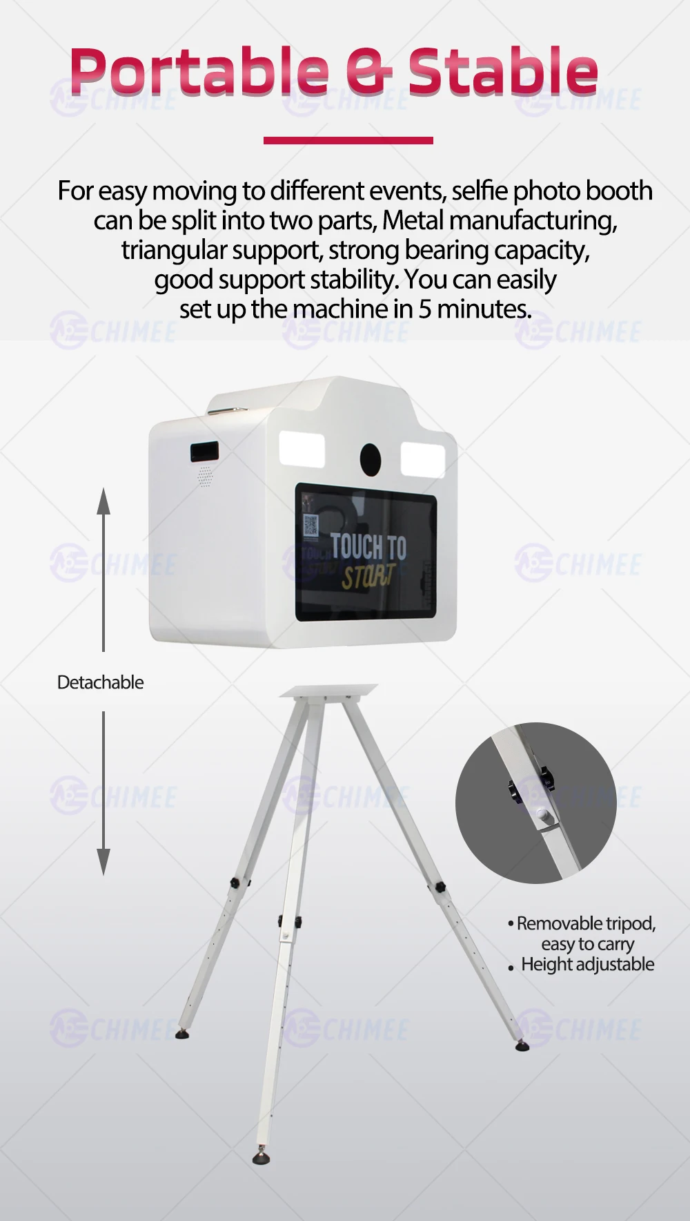 Portable Chimee Photo Booth Selfie Photobooth With Printer 21.5 Inch ...