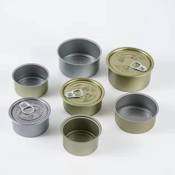 Plain Golden Silver Tin Cans Manufacturer Empty 85g 90g 100ml Tuna Tin Cans with EOE Wholesale