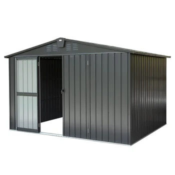 10 x 8 Ft Metal Tool Sheds Storage House Free Shipping Outdoor Storage Shed in Black