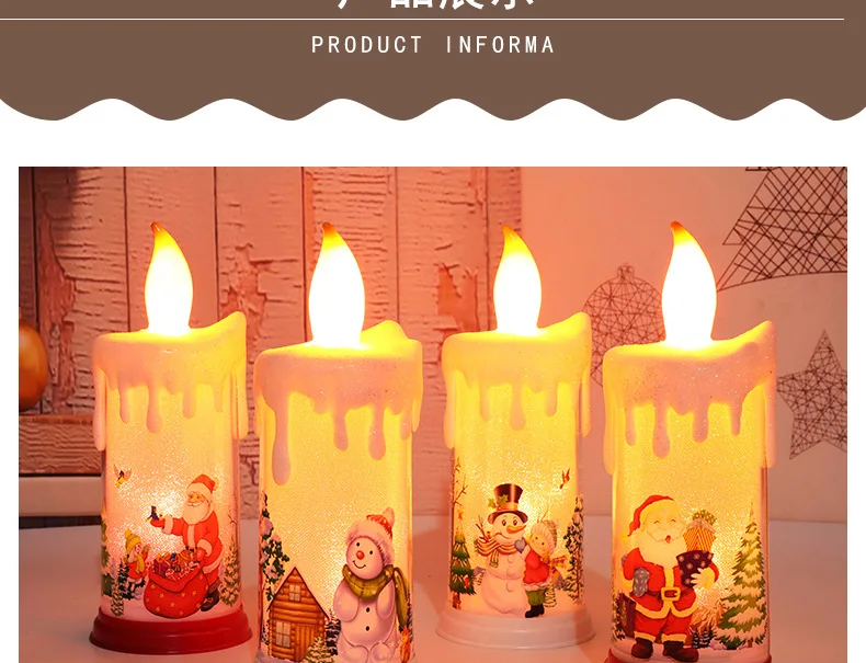 YY42 Led Simulation Flame Candle Santa Claus Snowman Decoration Night Light Christmas Decoration Candle Lights