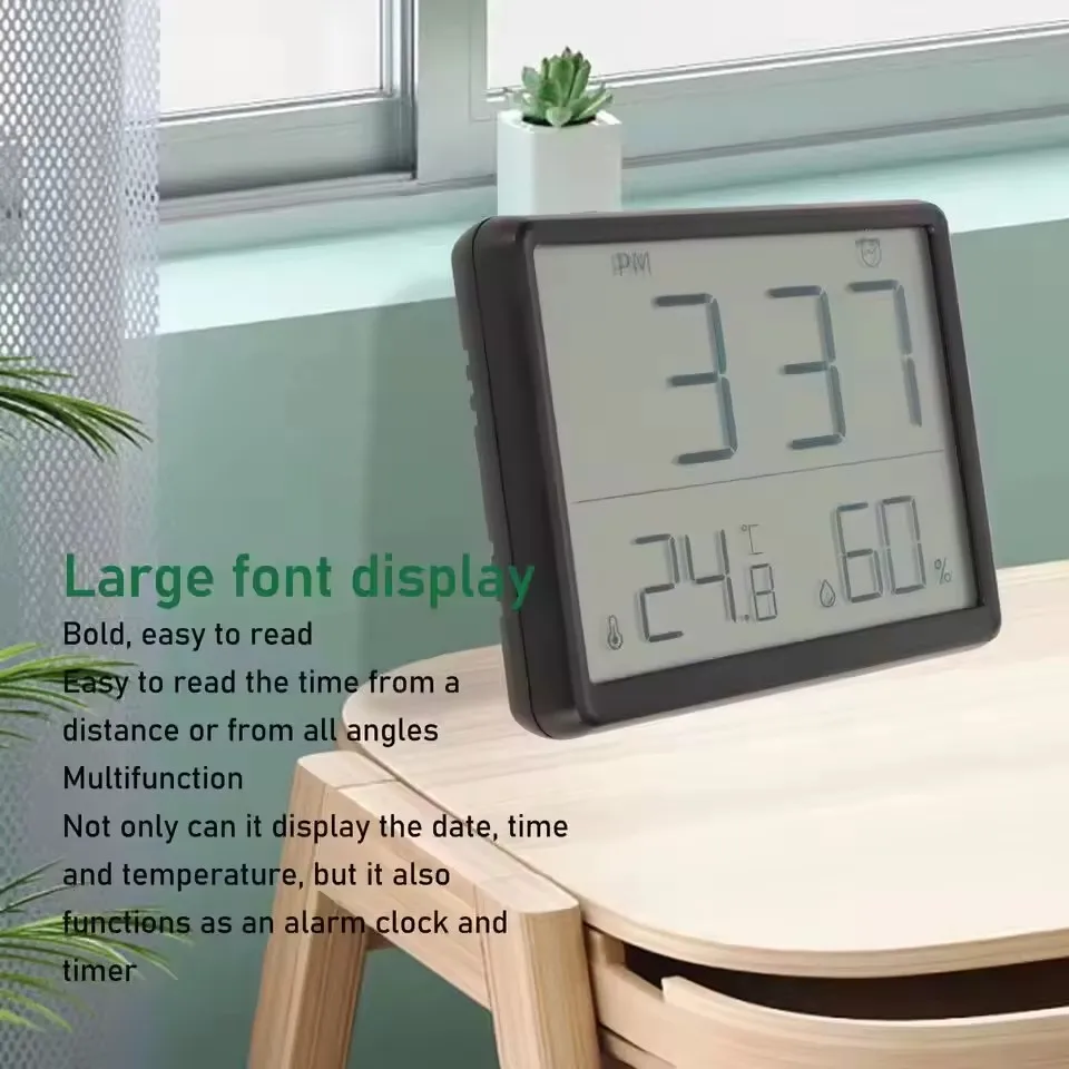 Various Styles of Beautiful Large Screen Date Temperature Humidity Display Magnetic LCD Digital Clock
