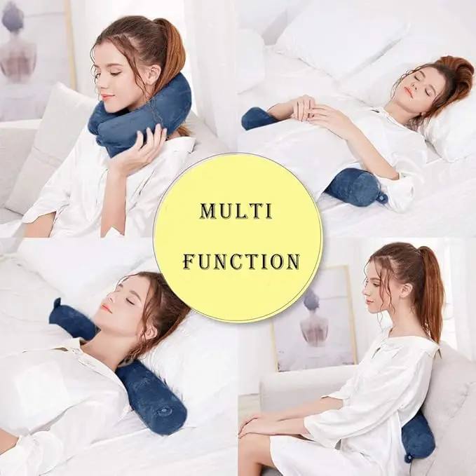 Bendable Memory Foam U-Shaped Travel Pillow Long Cylindrical Design for Noon Naps and Cervical Support