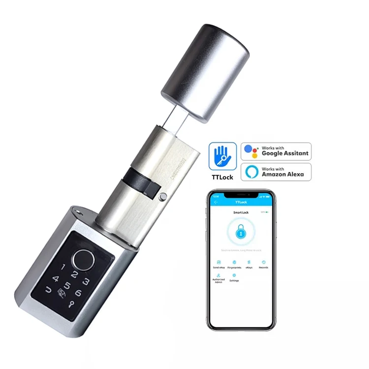 Smart Ttlock Cylinder Fingerprint Door Lock Password Card OTP Doors Handle with Locks & Keys Digital Cerradura Inteligente