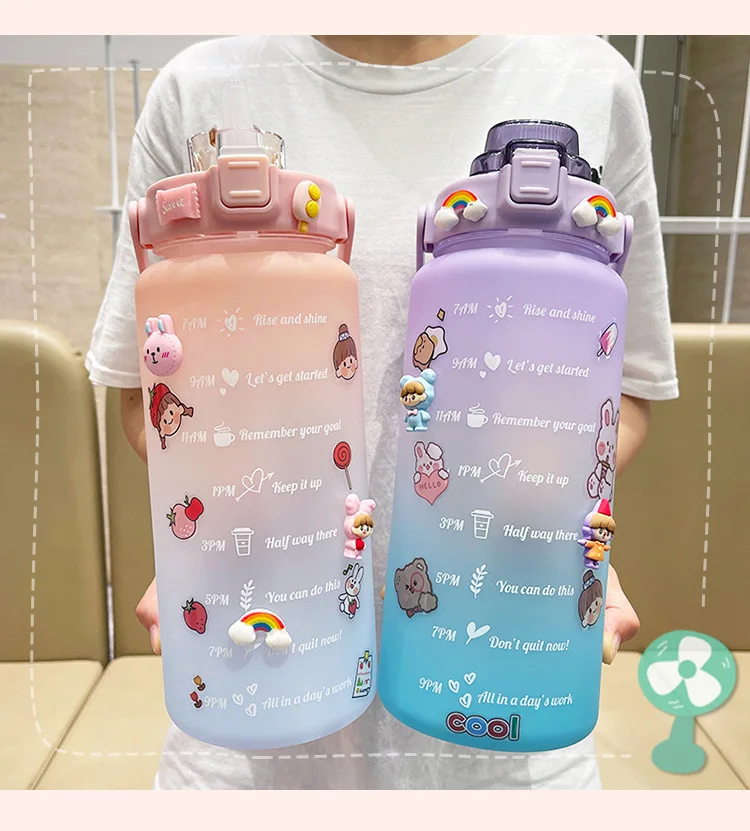 Custom Logo 2l Motivational Time Marker Water Bottle Gradient Color ...