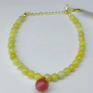 Natural Lemon Yellow Jade Beaded Women's Fashion Exquisite Style with Adjustable Bracelet