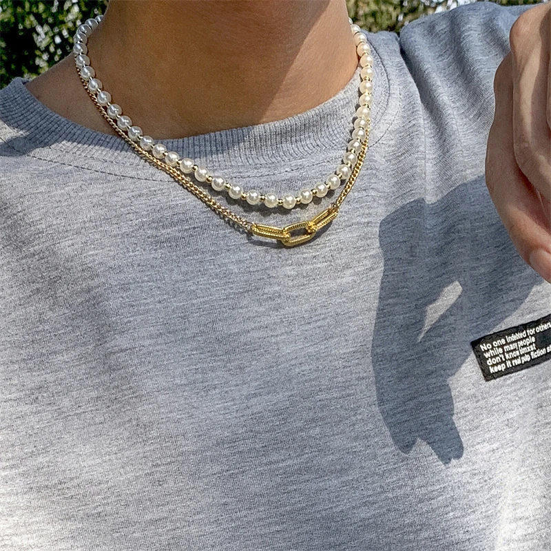 Creative Geometric Design Imitation Pearl Necklace Men Personality Hip Hop Style  Men And Women Same Jewelry Accessories Gift - Buy Men Necklace Fashion  Jewelry Necklaces Pearls Necklace Chain Necklace Necklaces For Women