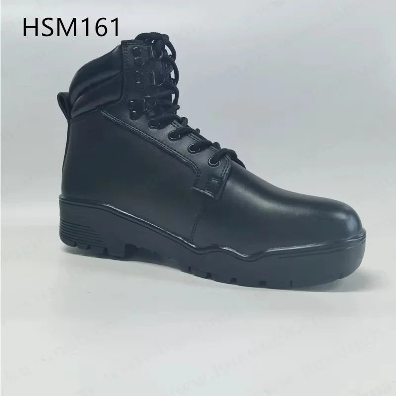 ZH, real natural cow leather anti-hit outdoor hiking boots strong reinforced stitching rubber outsole combat boots black HSM161