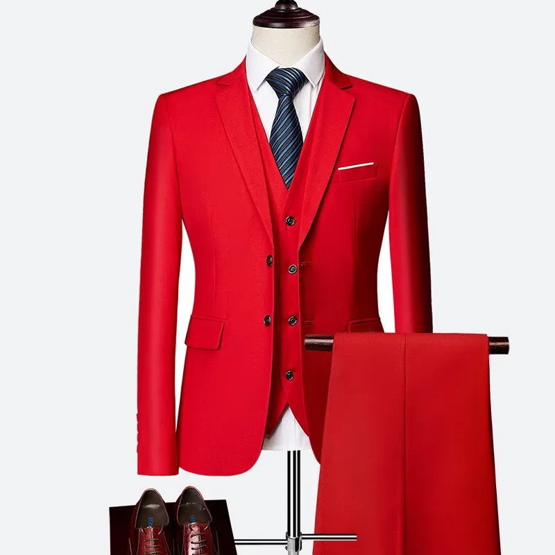 Y2603 British Style Business Suit for Men Slim Fit Jacket+Vest+Pant 3 Piece Set Formal O aperçu 24