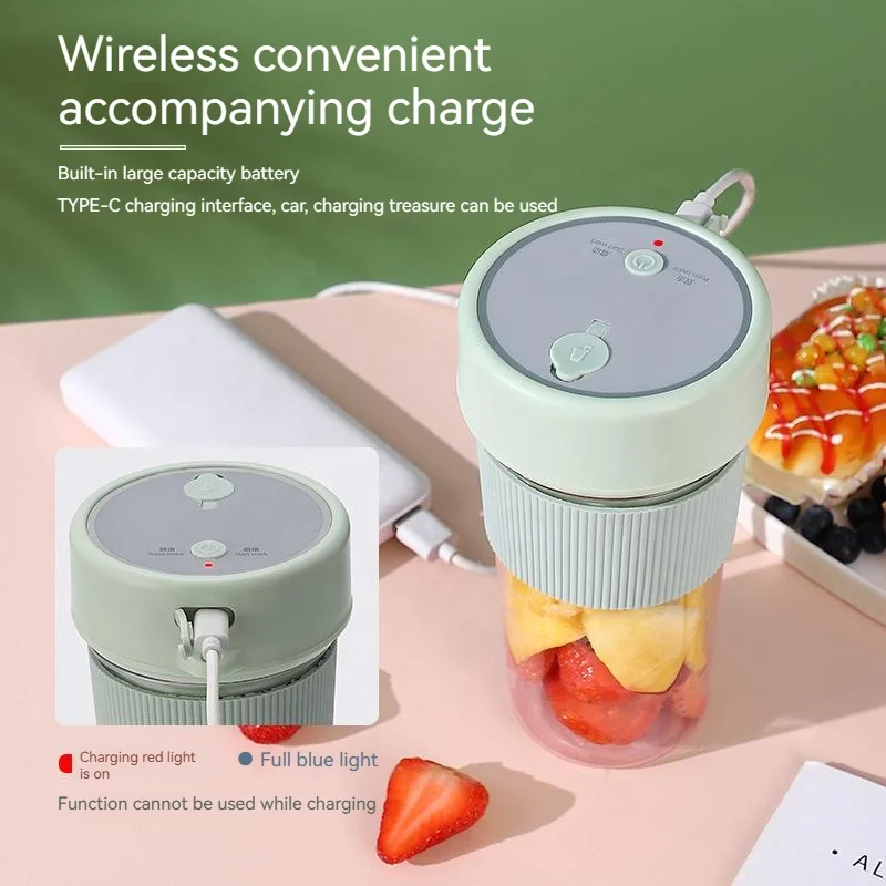 充電式ミニ電動ポータブルジューサー ストロー挿入 飲用 多機能 家庭用 果物と野菜のマシン 4