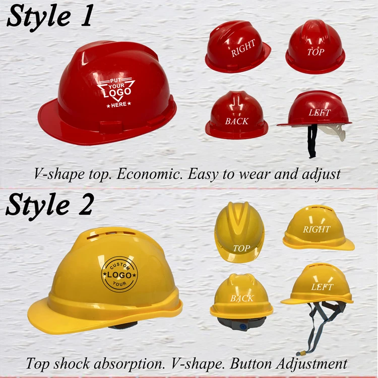 Custom Cheap Construction Engineering Adjustable ABS Plastic Head Protective Industrial Worker Safety Helmet Hard Hat WIth Logo