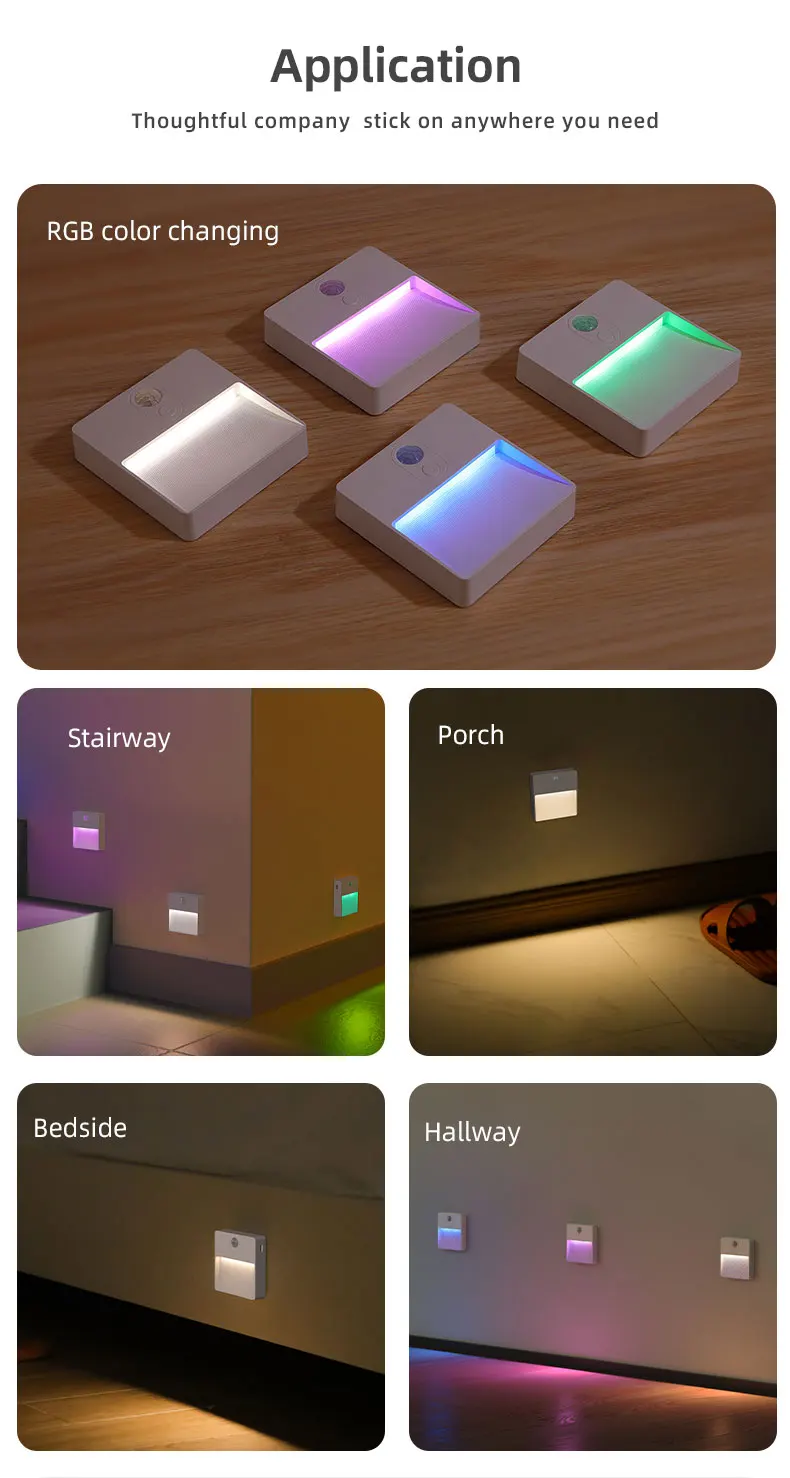 product trending products 2024 smart home wireless 5 color under bed motion sensor led night lights for stairway step staircase-44