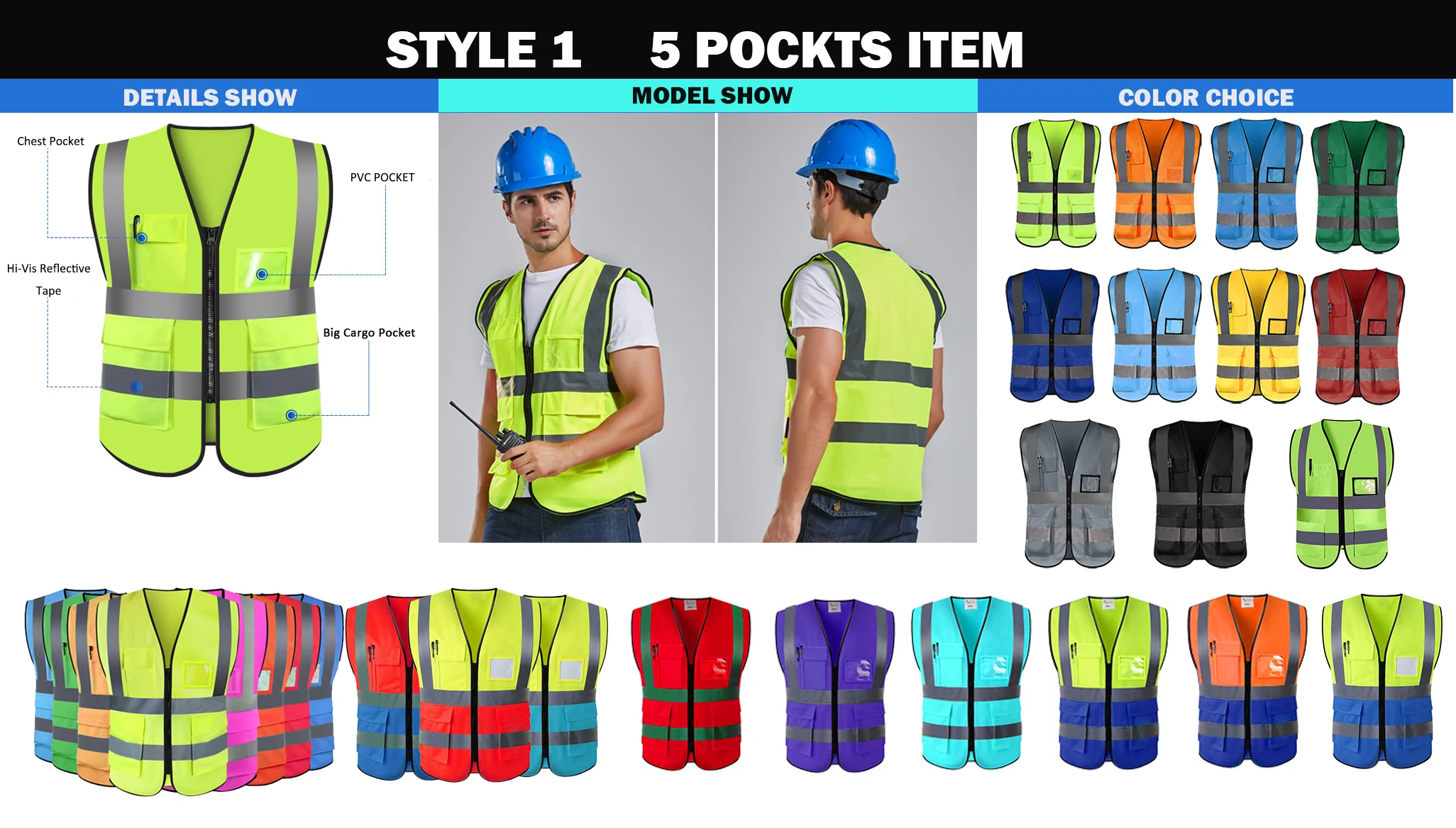 Safety Vest With Custom Logo Reflective Tape High Visibility Safety