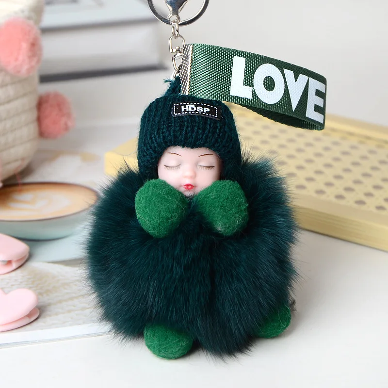 9cm Cute Genuine Fox Fur Ball Furry Pompom Genuine Fur Keychain