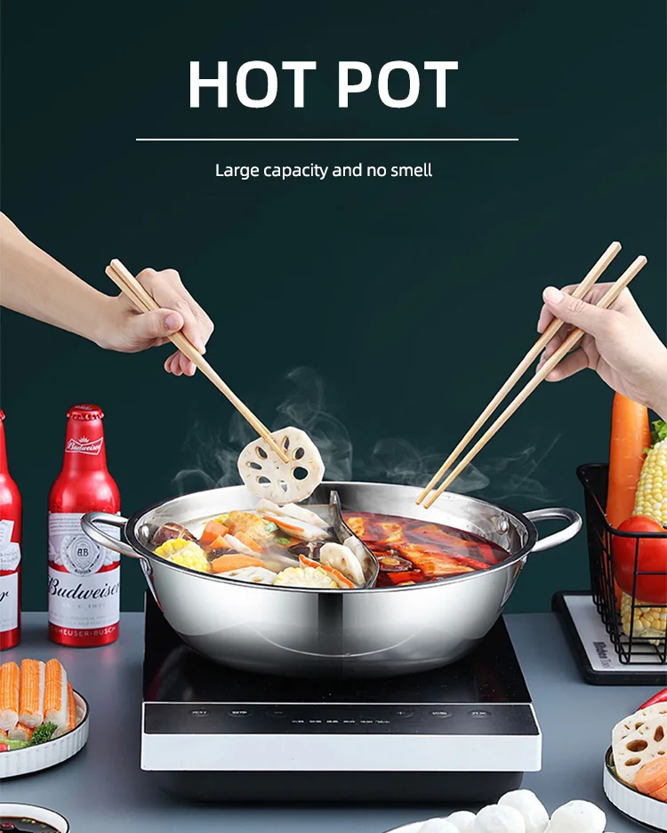 Good Quality Hot Pot Pot Multiuser Hotpot 201 Stainless Steel Shabu