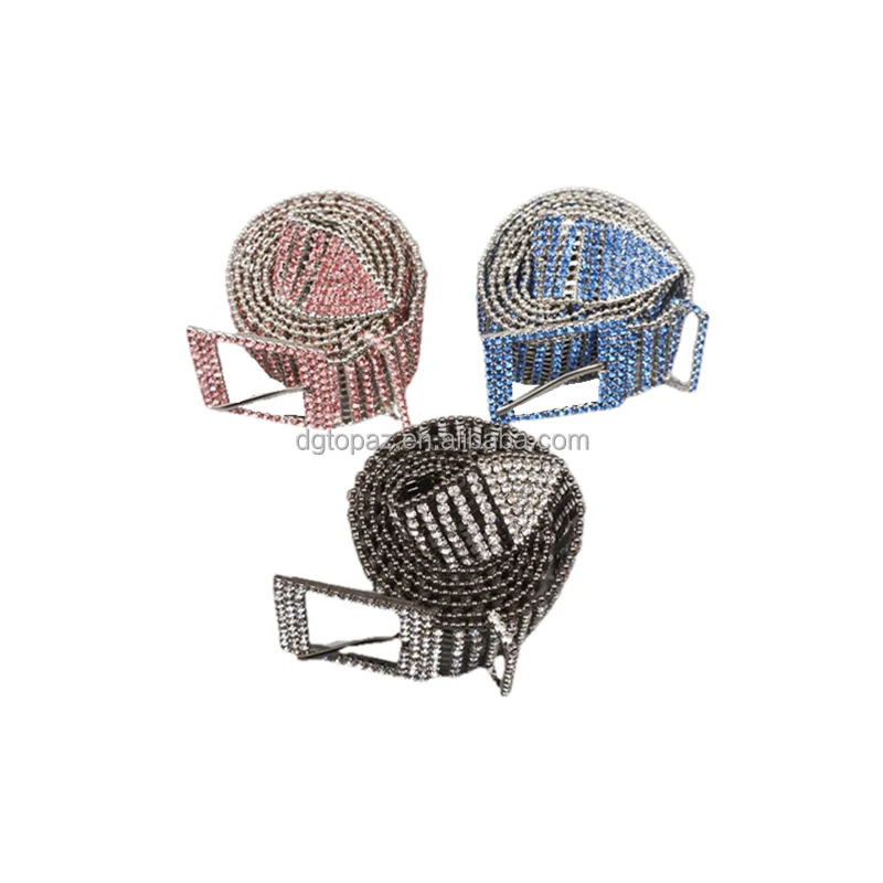Ready design Silver color fancy crystal belt trim fashion style custom rhinestone women's belt