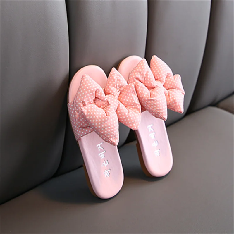 Сандалии Детские с бантом, модные босоножки из плюша, мягкая подошва, пляжная обувь принцессы, летние Тапочки