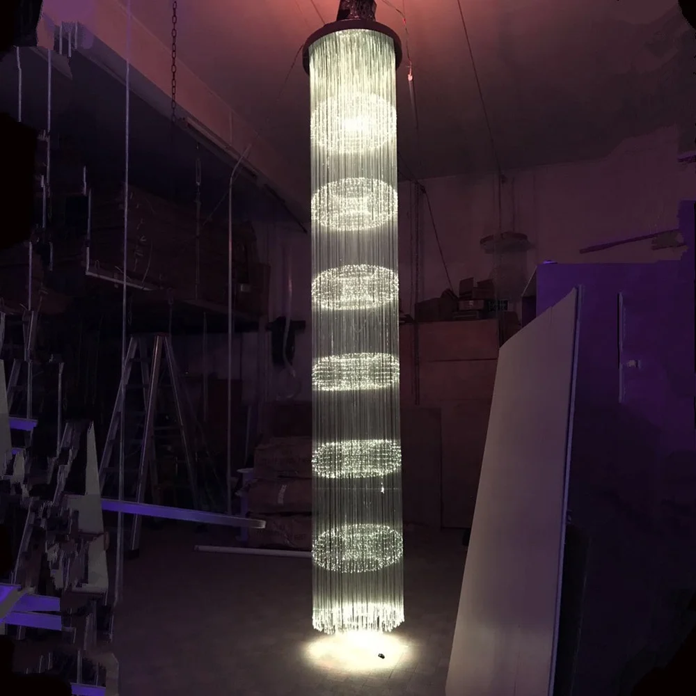 Customized Colorful Fiber Optic Dropping Ball Chandelier for Ceiling with 24keys Remote Controller Dia60cm Height2.5m