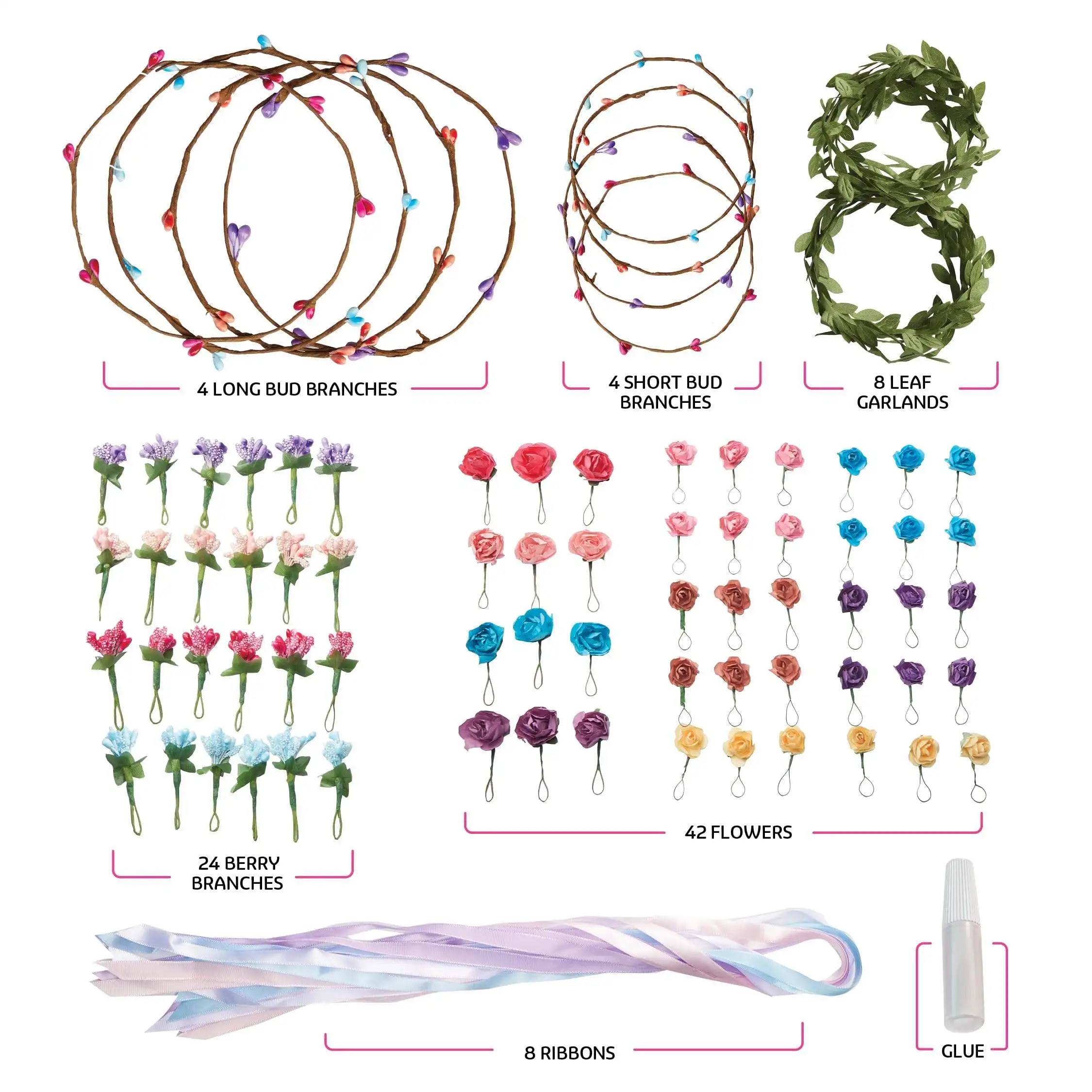 Flower Crowns & Bracelet Making Kit for Girls Make Your Own Jewelry Kits for Kids DIY Hair Accessories Set