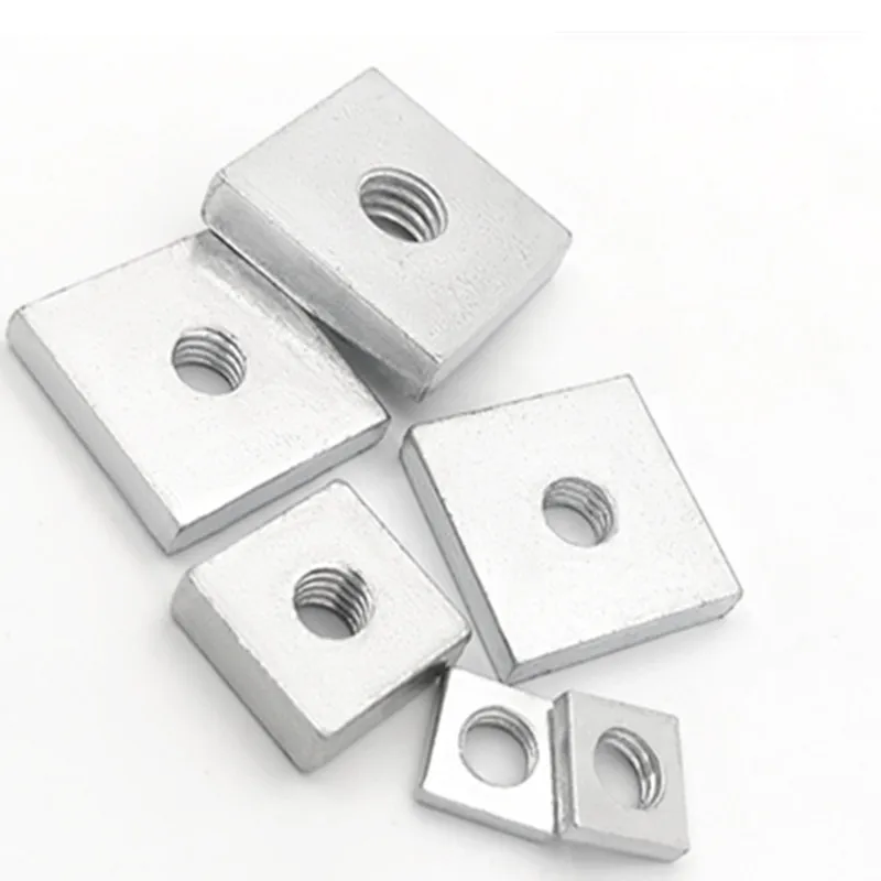 Rechthoekige Moeren – 10/50 Stuks, M3 T/m M8, Verzinkt Koolstofstaal, Voor Aluminium Profielen