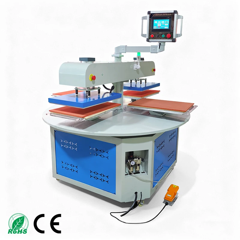 Automatic 4 Station Mechanical Rotary Multicolor Heat Press Machine Industrial Textile Sublimation Clothing T-Shirt