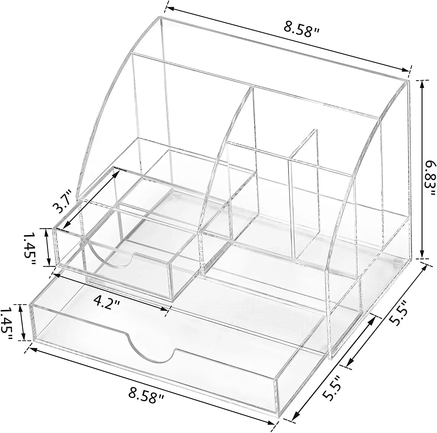 Acrylic Clear Office Desk Stationary Organizer Drawers Desktop ...