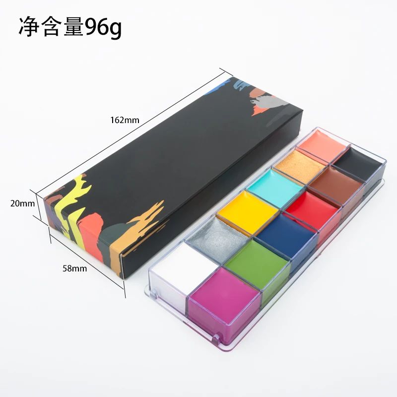 
 Профессиональная краска для лица, 12 цветов, краски для лица на Хэллоуин, краска для тела, искусство, для вечеринки, Нетоксичная краска для лица, профессиональный поддон для рисования  