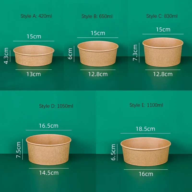 XYA kraft paper disposable light food grade salad box round takeaway lunch box salad bowl fast food lunch box details