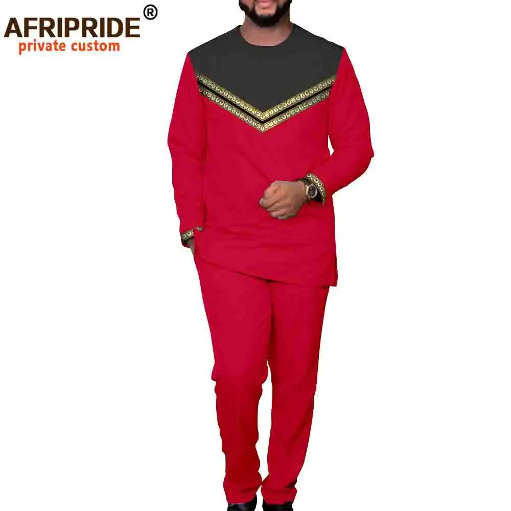 Custom Designed Multi-Color Dashiki Suit for Men Embroidered Long Sleeve Top and Pants for Summer Spring and Winter