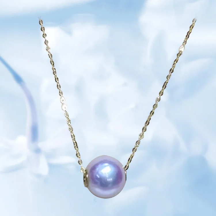 Diy Dainty Multi 18K Real Solid Yellow Gold   Pearl Bead Tiny Choker Chain Freshwater Pendant Natural  Pearl Necklace for Women