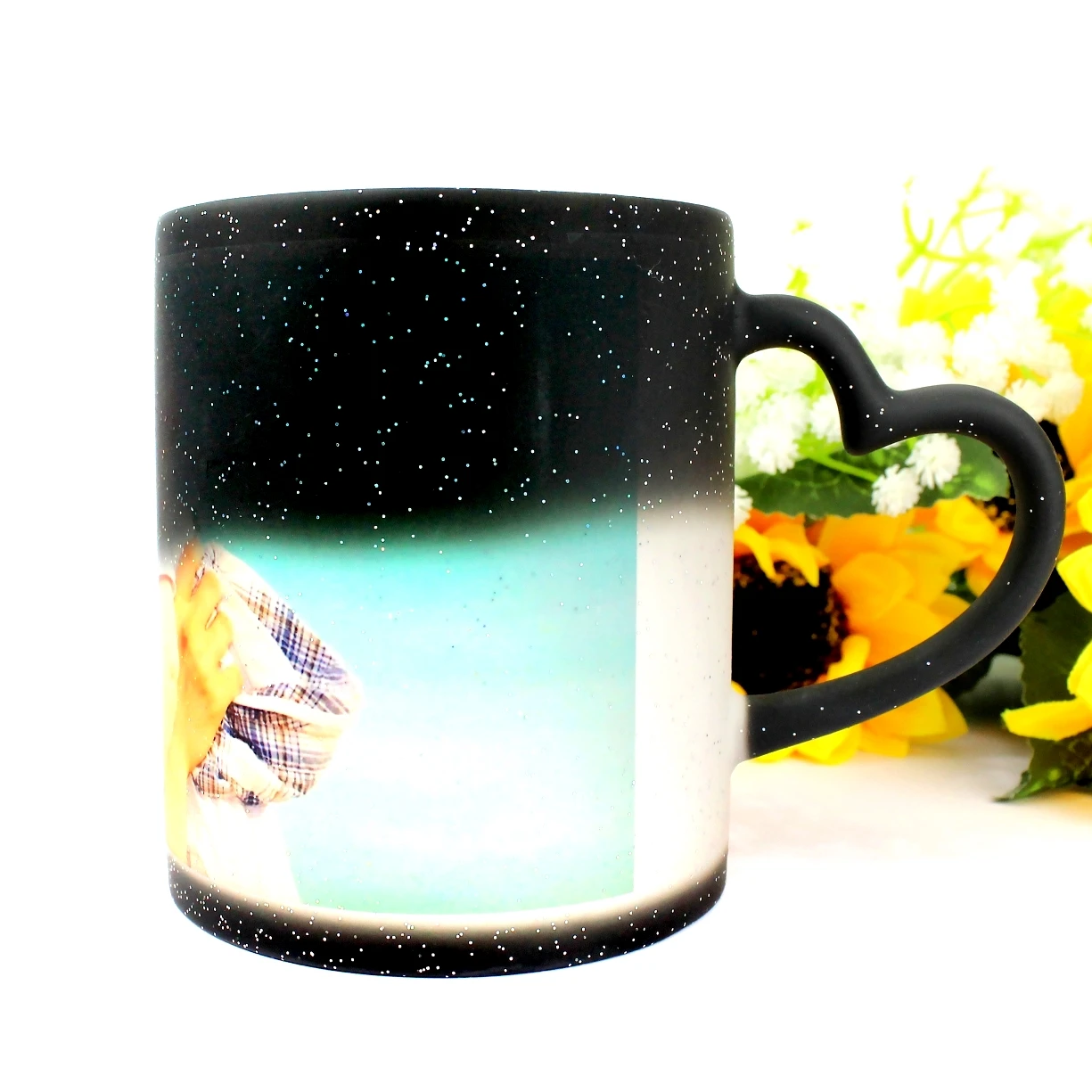 Wholesale Custom 11oz Glitter Color Changing Sublimation Mugs Ceramic  Sublimation Photo Color Changing Mug
