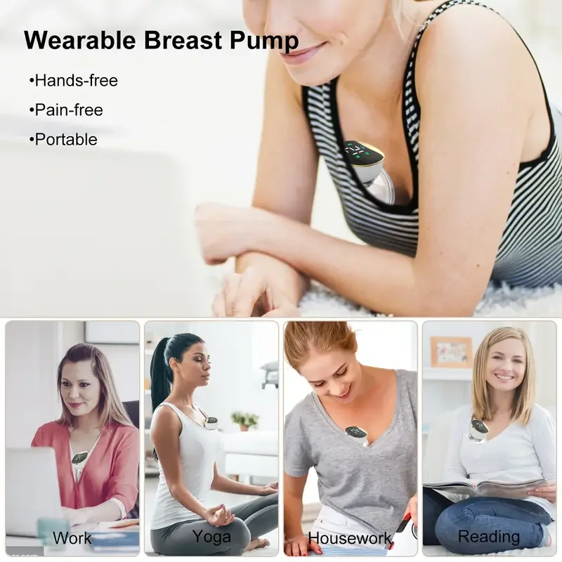 LED Touch Button Baby Care Intelligent Handsfree Silicone Electric Wearable Breast Pump With 4 Modes 12 Different Gears