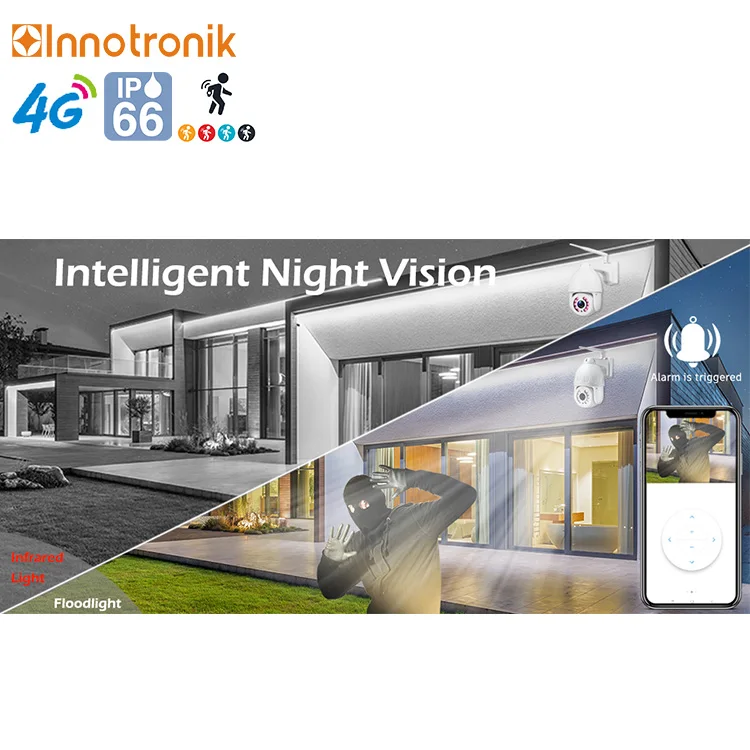 Innotronik 5MP IP 4G SIM Card 5X Optical Zoom Hi3516E Sony335 Outdoor Security Metal PTZ Speed Dome Camera Camhipro App