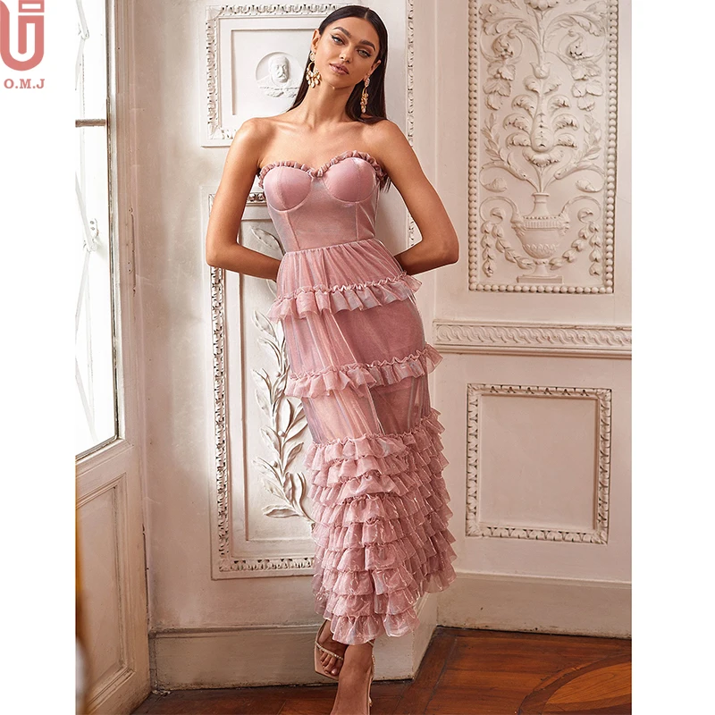 Vestido De Dama De Honor Con Espalda Descubierta,Fruncido,Fruncido,Con  Hombros Descubiertos,Corsé De Malla,Sexy,Transparente,Para Noche,2021 - Buy  Vestido De Malla Sexy Transparente,Noche Vestidos De Dama De Honor,Vestidos  Sin Espalda Product on 
