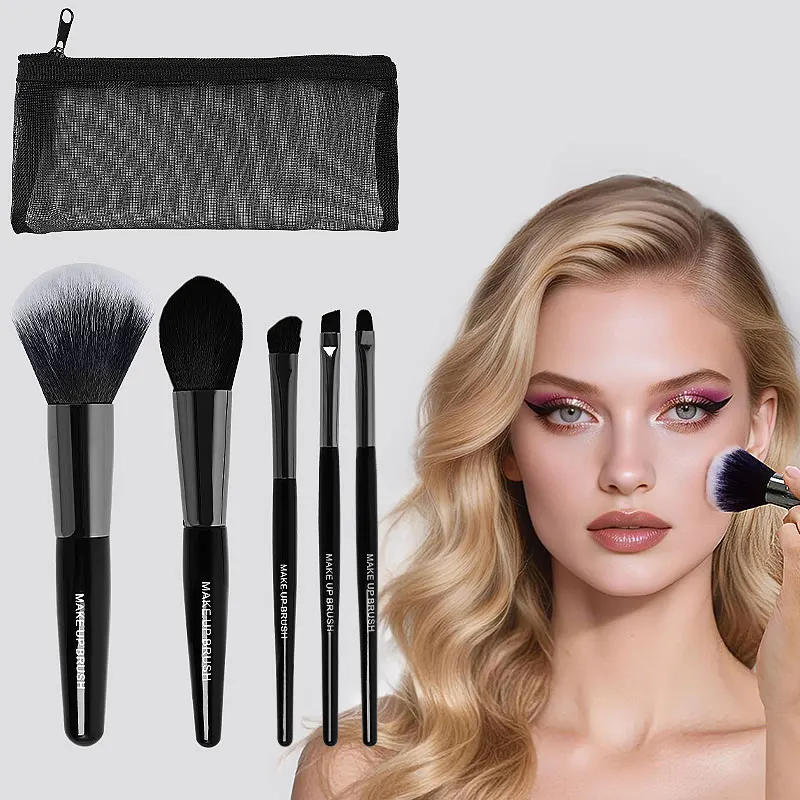 Professional 5Pcs Black Flat Makeup Brush Set High Quality Foundation Eyeshadow Blush Concealer with Bag Hbfb020e334e0496489d23c917986d8a6D