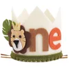 Beige Lion Head Green Leaf Crown