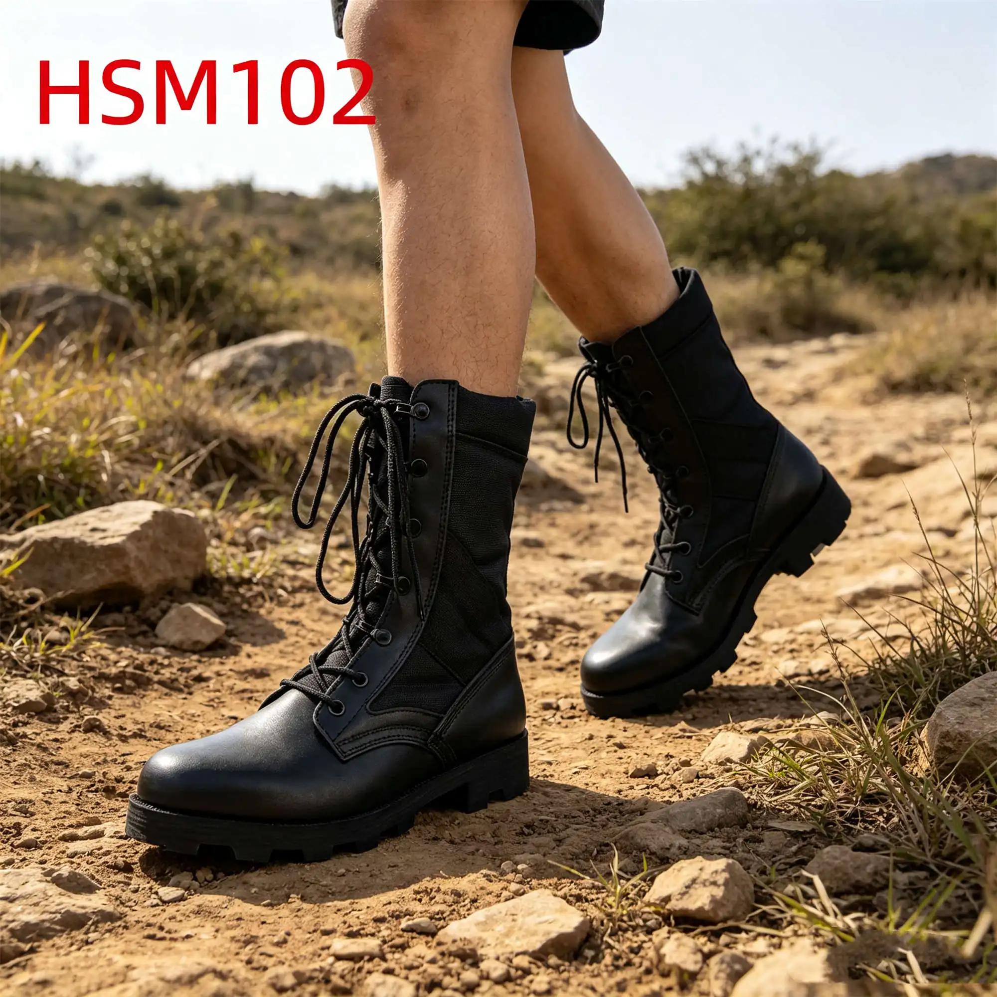 ZYF,one Pair Available Hard Rubber Sole Hua Singh Combat Boots Coastal Hiking Water Repellent Nylon Fabric Tactical Boots HSM102