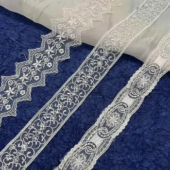 Factory direct Fashion decoration swiss lace sequins embroidery tulle sequins lace trim