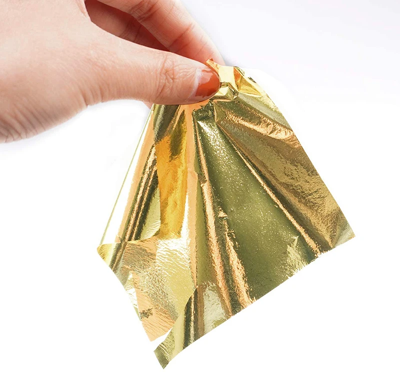 10 Colors 14x14cm Gold Silver Leaves Sheets Foil Paper For Furniture