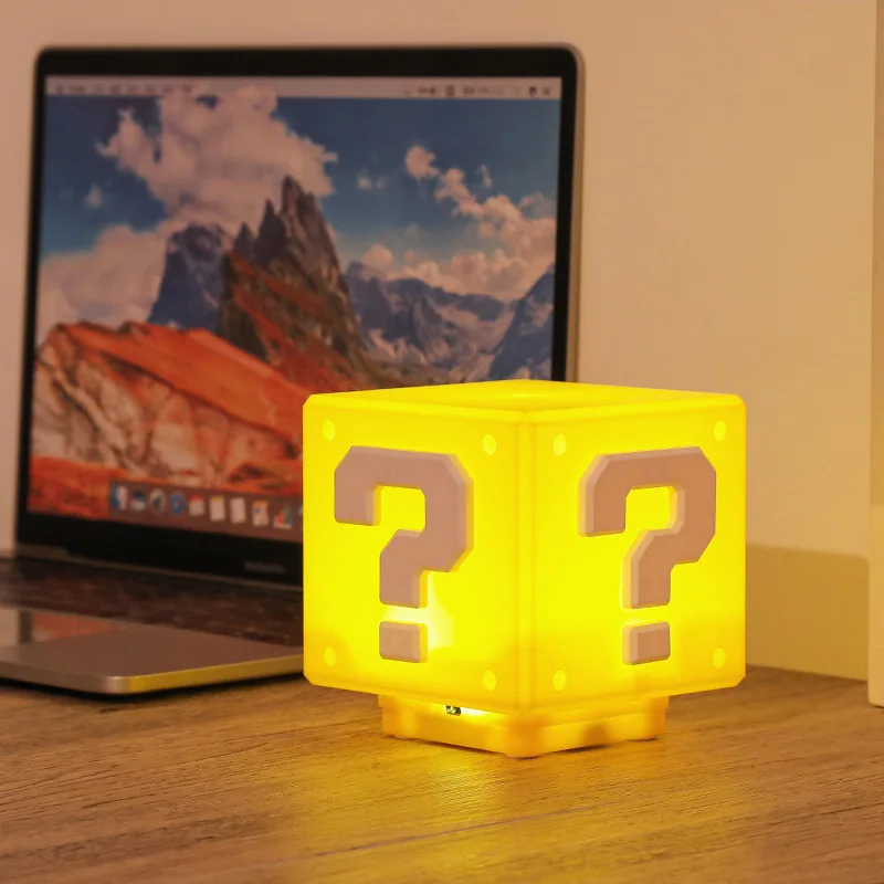 Classic Led Desk Table Rechargeable Small Gift Mario Bros Block Brick Question Desktop Bedside Night Light Super Mario Lamps