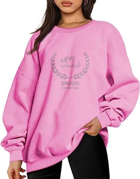 Custom logo Black Long Shoulder Oversized Women's Pullover Plus Size Women's Casual Sweater Women's Solid Sweater