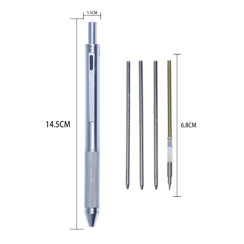 
 Многоцветная многофункциональная ручка-КПК, 4 ядра, автоматический карандаш, 0,5 мм, выдвижная шариковая ручка 3 в 1, механический карандаш  