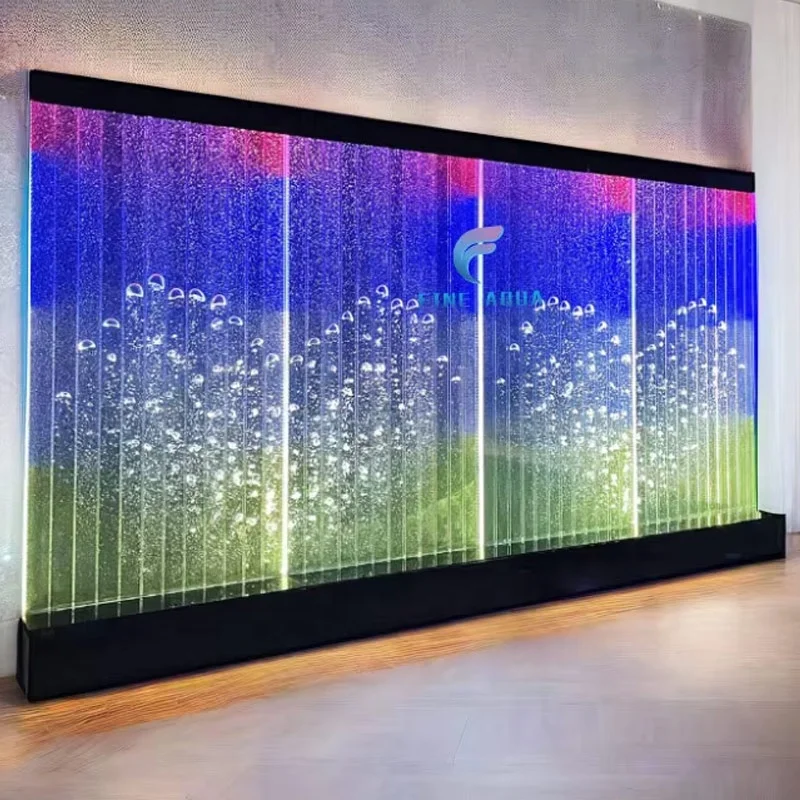 Interior Design Programmable Digital Bubble acrylic Water Wall Aquarium Ornaments Wall Partition Room Divider Screens