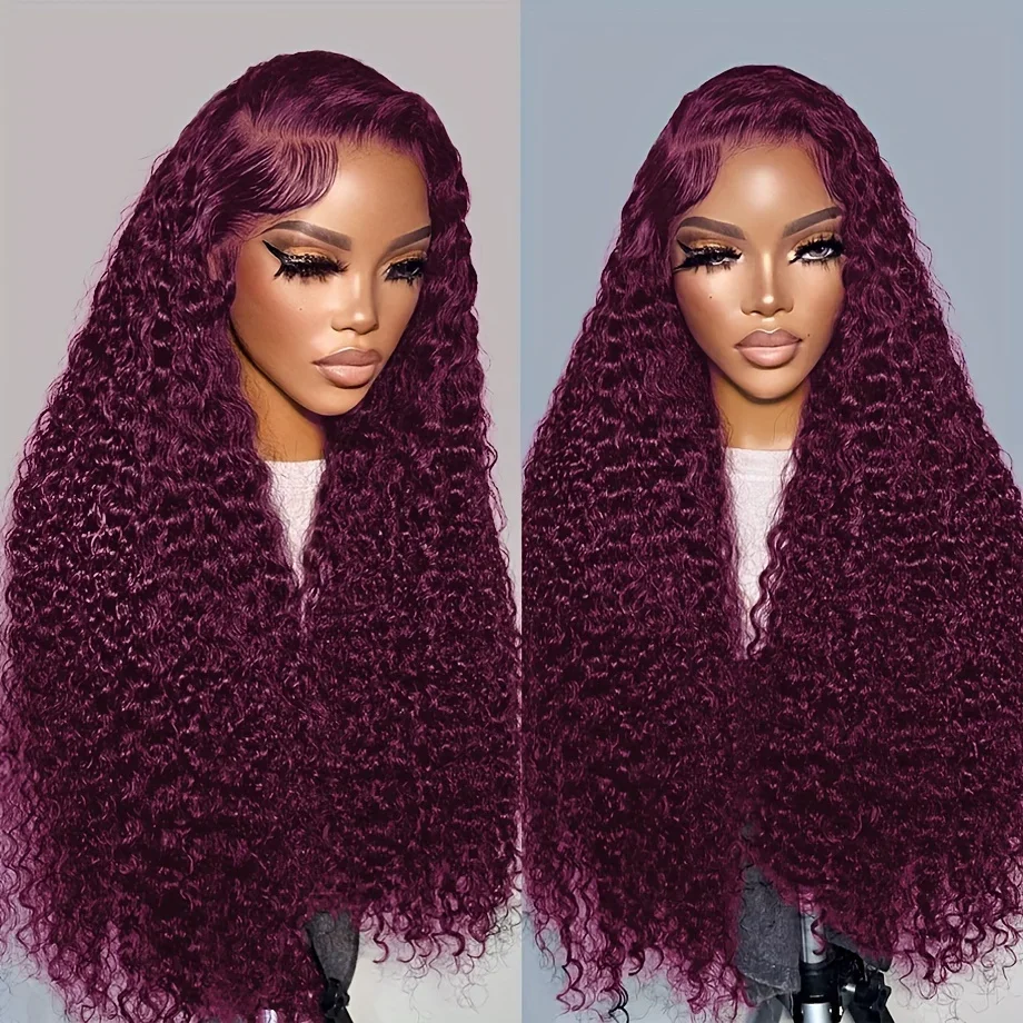 Glueless Human Hair Lace Frontal Wig Brazilian Water Wave Curly Black Hair w/ 13x4 Lace Front for Women_voghion.com