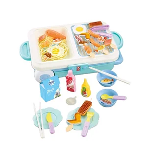 ITTL Educational High Quality Pretend Toys Suitcase Cooking Game Table BBQ Barbecue Hot Pot Food Kitchen Play Set Toys for Kids